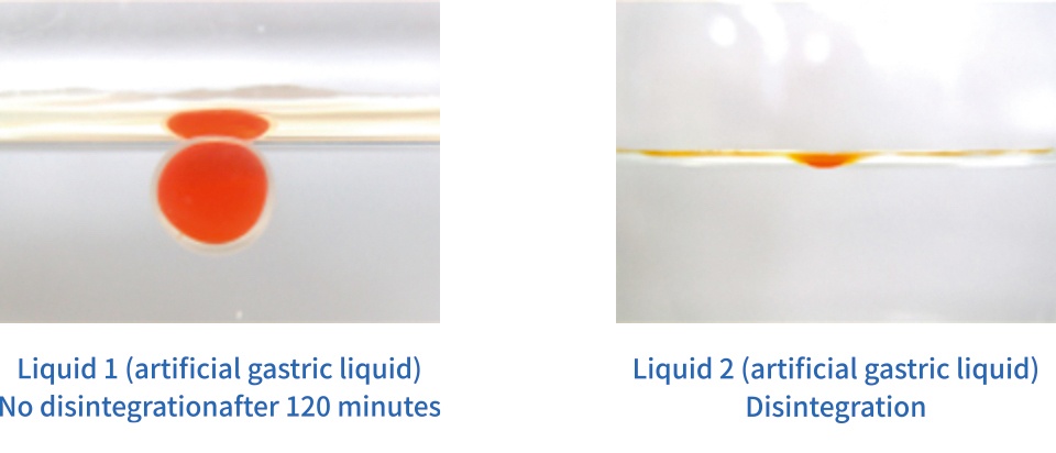 Disintegration test for enteric seamless capsules