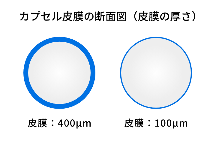 カプセル皮膜の断面図（皮膜の厚さ）